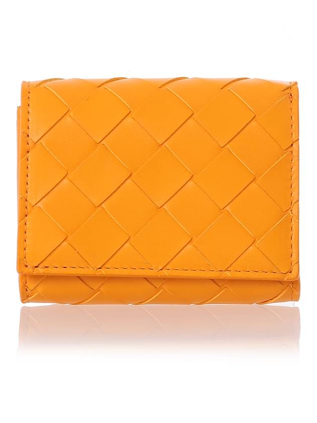 Intrecciato 3-stage bifold zipper halfwallet orange - BOTTEGA VENETA - BALAAN.