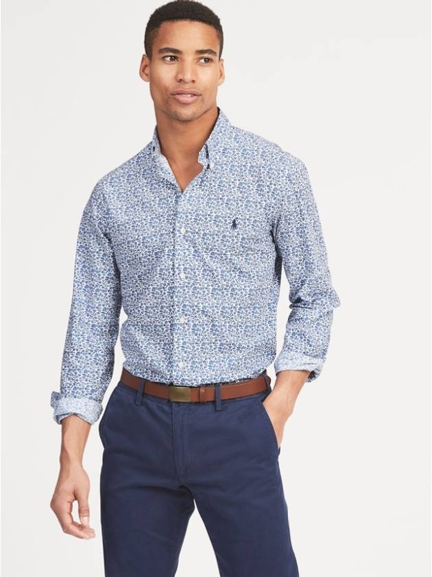 Classic Fit Floral Long Sleeve Shirt Blue - POLO RALPH LAUREN - BALAAN 3