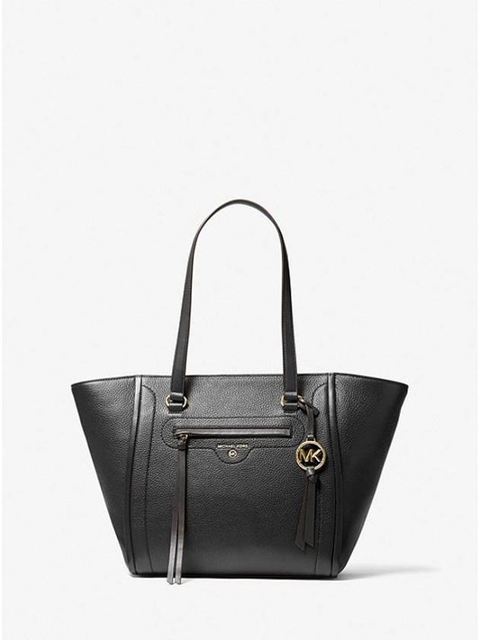 Carine Medium Pebbled Leather Tote Bag Black - MICHAEL KORS - BALAAN 1