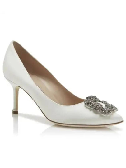 Hangisi 70 Satin Jewel Buckle Pumps White - MANOLO BLAHNIK - BALAAN 2