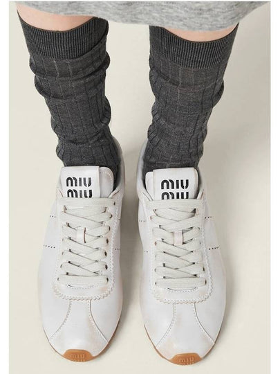 Bleached Nappa Leather Low Top Sneakers White - MIU MIU - BALAAN 2