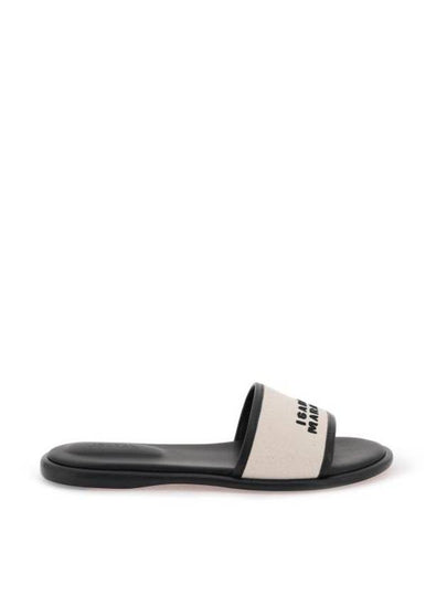 Women's VIKEE Logo Cotton Slippers Ecru Black - ISABEL MARANT - BALAAN 2