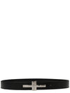 Logo Decorated Leather Belt Black - TOM FORD - BALAAN 2