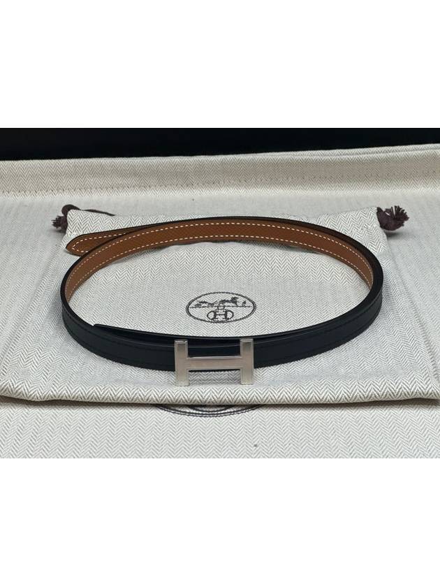 Women's H Rose Gold Buckle Focus Reversible Leather Strap Belt 13mm - HERMES - BALAAN 2