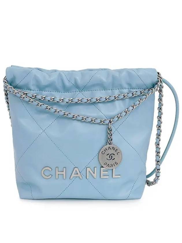 22 Bag Mini Light Blue Vintage Silver Glossy Cap 4ET1543 - CHANEL - BALAAN 1