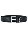 Monogram Crocodile Leather Belt Black - SAINT LAURENT - BALAAN 2