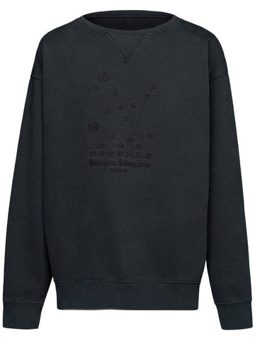 Numbering Logo Cotton Sweatshirt Black - MAISON MARGIELA - BALAAN 1