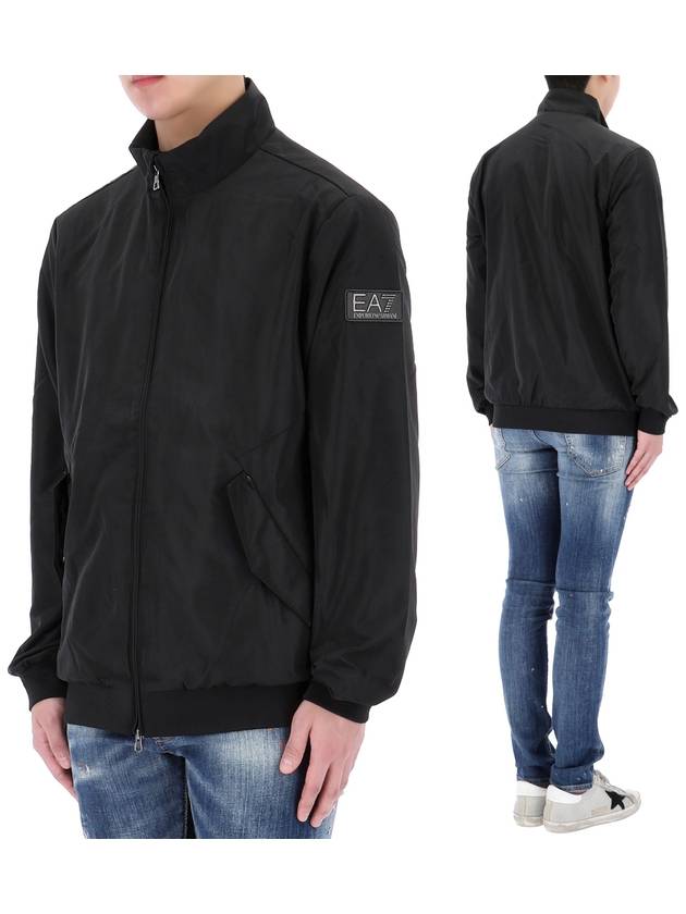 EA7 Logo Patch Zip-Up Jacket Black - EMPORIO ARMANI - BALAAN 2