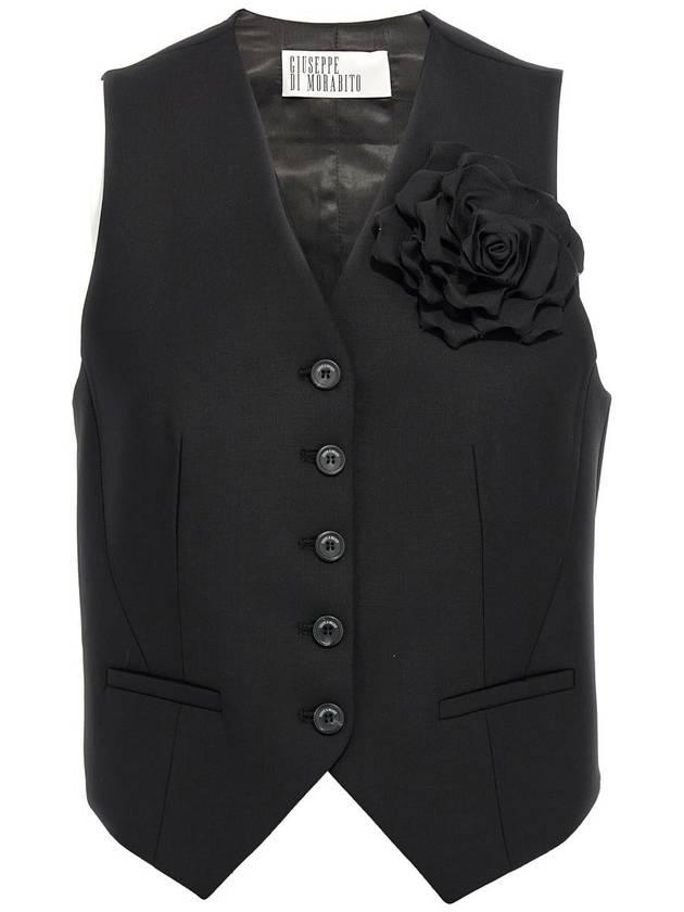 Giuseppe Di Morabito Flower Brooch Wool Vest - GIUSEPPE DI MORABITO - BALAAN 1