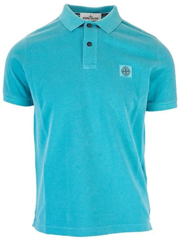 Men's Wappen Logo Patch Polo Shirt Sky Blue - STONE ISLAND - BALAAN 1