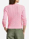 Women's Embroidered Logo Pony Cable Cardigan Pink - POLO RALPH LAUREN - BALAAN 3