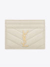 Gold Hardware Matelasse Caviar Leather Card Wallet Blanc Vintage - SAINT LAURENT - BALAAN 3