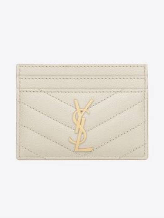 Gold Hardware Matelasse Caviar Leather Card Wallet Blanc Vintage - SAINT LAURENT - BALAAN 3