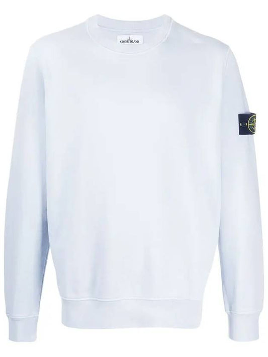 Garment Dyed Cotton Crewneck Sweatshirt Sky Blue - STONE ISLAND - BALAAN 2