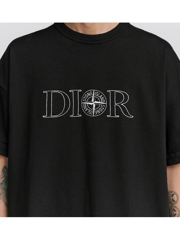 Oversized Fit Cotton Short Sleeve T-Shirt Black - DIOR - BALAAN 5