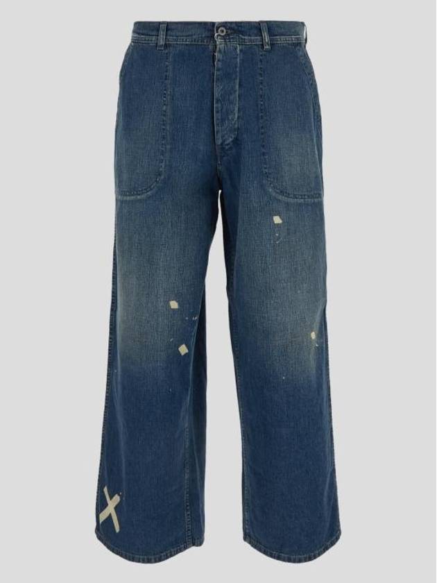 Distressed Denim Cotton Straight Jeans Blue - MAISON MARGIELA - BALAAN 1