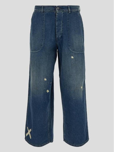 Distressed Denim Cotton Straight Jeans Blue - MAISON MARGIELA - BALAAN 1