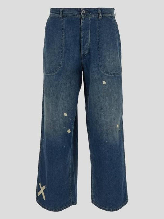 Distressed Denim Cotton Straight Jeans Blue - MAISON MARGIELA - BALAAN 1