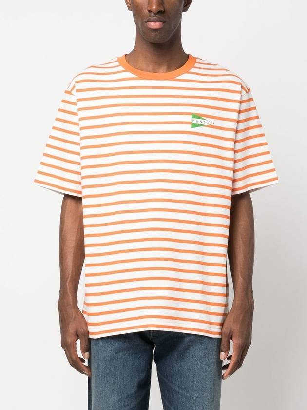 Nautical Stripes Oversized Cotton Short Sleeve T-Shirt Orange - KENZO - BALAAN 4