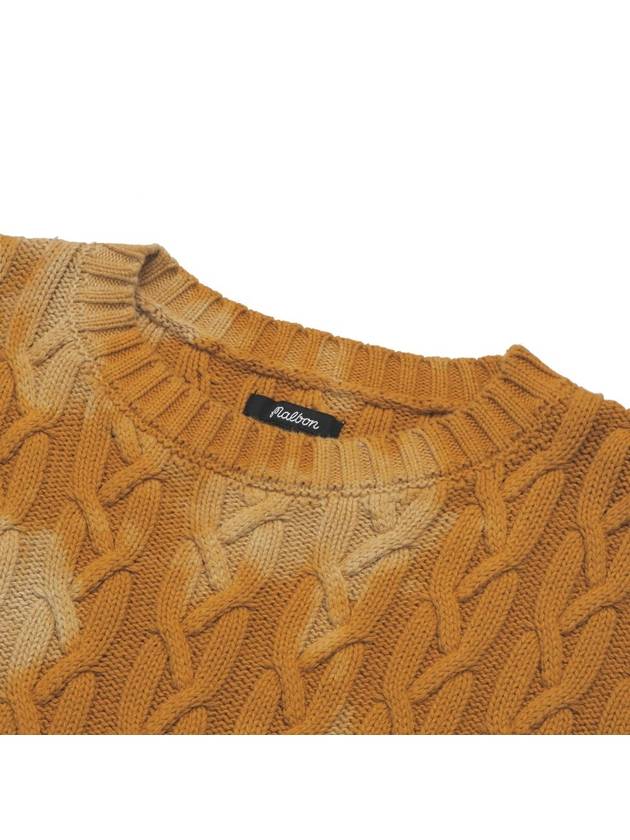 Men's Shibori Cable Knit Top Saffron - MALBON GOLF - BALAAN 3