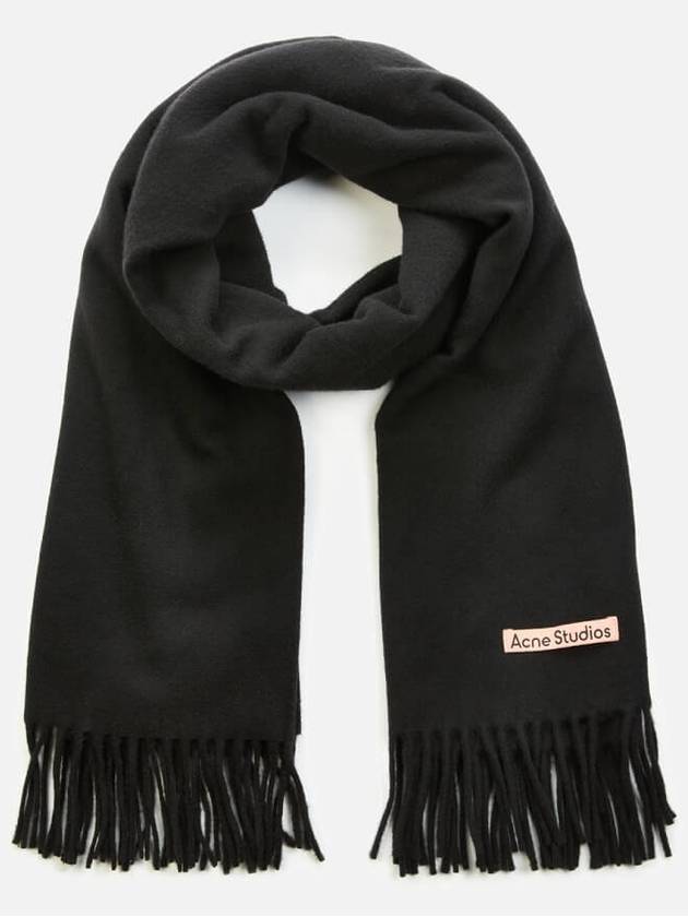 Logo Wool Fringe Scarf Black - ACNE STUDIOS - BALAAN 3