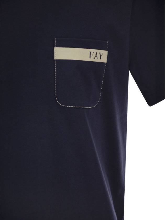 Cotton T-shirt with pocket - FAY - BALAAN 4