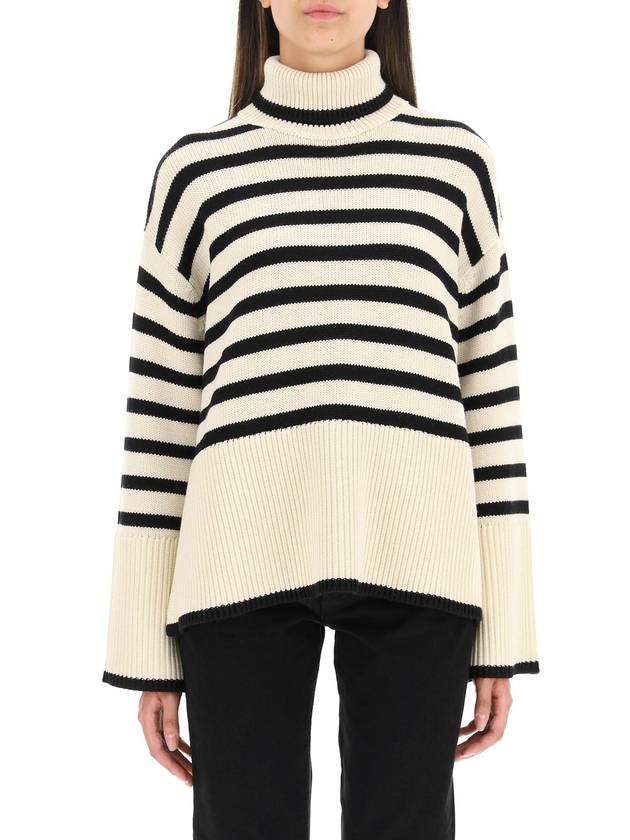 Signature Striped Turtleneck Light Sand - TOTEME - BALAAN 3