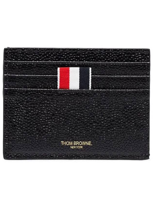 Pebble Grain Leather Stripe Note Compartment Card Wallet Black - THOM BROWNE - BALAAN 2