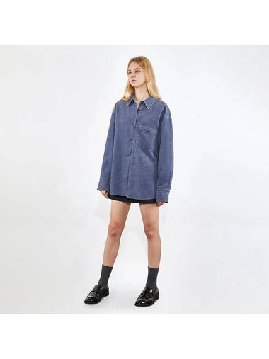 Oversized Fit Corduroy Washing Shirt Blue - VOYONN - BALAAN 1