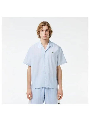 Men s L Logo AOP Short Sleeve Shirt Blue - LACOSTE - BALAAN 1