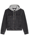 Logo Hoodie Trucker Denim Jacket Charcoal Wash - CELINE - BALAAN 1