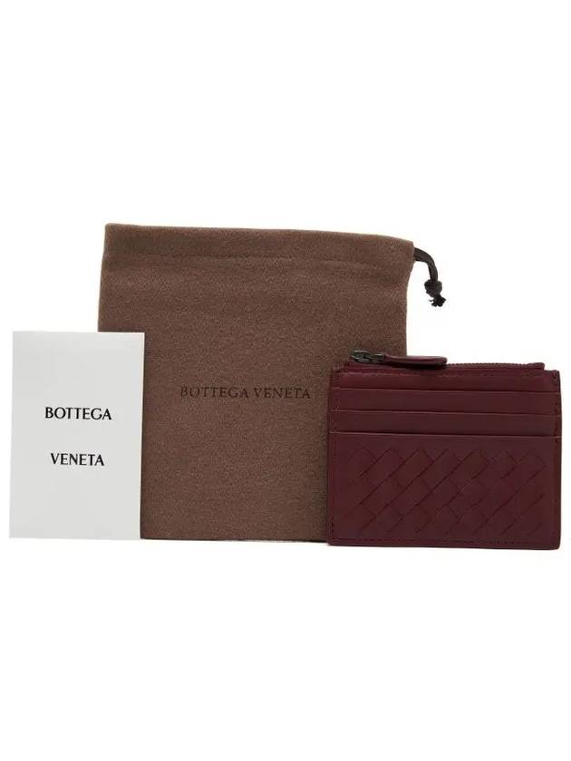 Intrecciato zipper card wallet burgundy - BOTTEGA VENETA - BALAAN 5