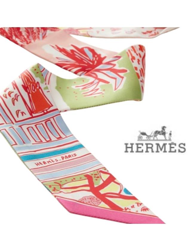 Rayures D'Ete Twilly Scarf Rose - HERMES - BALAAN 4