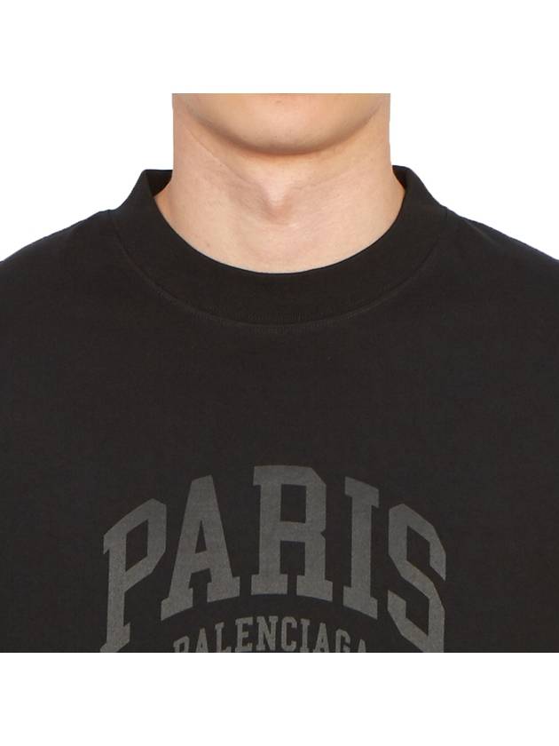 Cities Paris Logo Medium Short Sleeve T-Shirt Black - BALENCIAGA - BALAAN 6