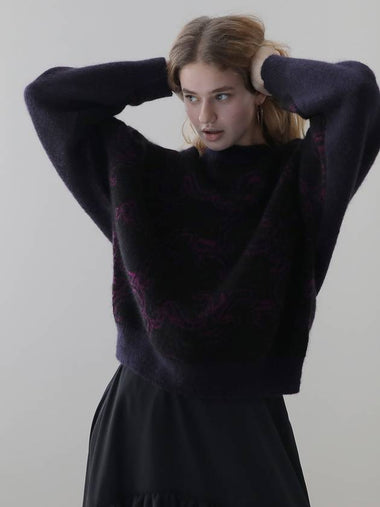 loose fit jacquard mohair knit black - CAHIERS - BALAAN 1