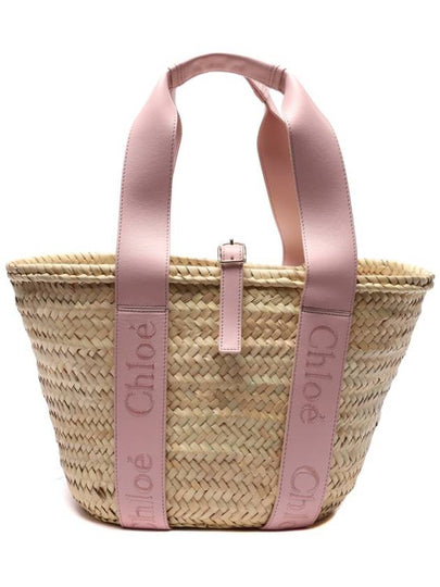 Sense Medium Raffia Basket Tote Bag Beige Pink - CHLOE - BALAAN 2