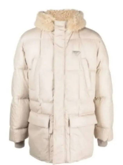 Triangle Logo Goose Down Padded Jacket Ivory - PRADA - BALAAN 2