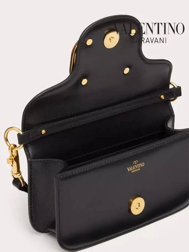 V Logo Buckle Calfskin Small Shoulder Bag Black - VALENTINO - BALAAN 5