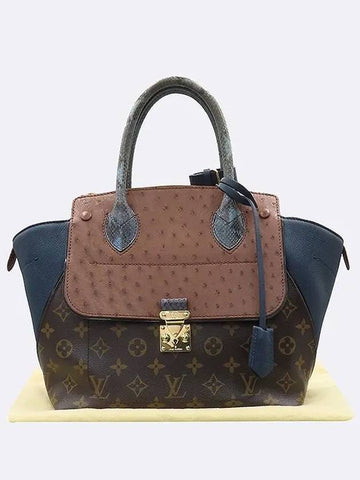 N91279 Monogram Canvas EX PY B Ostrich Lizard Grosgrain Leather Blend MAJES Majestu PM Tote Bag - LOUIS VUITTON - BALAAN 1