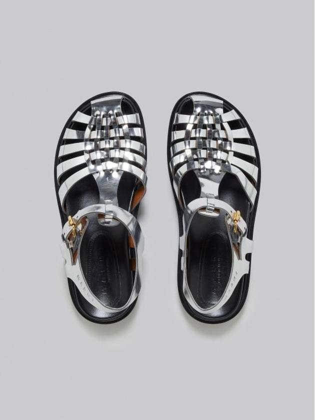 Mirror Leather Fisherman Sandals Silver - MARNI - BALAAN 5