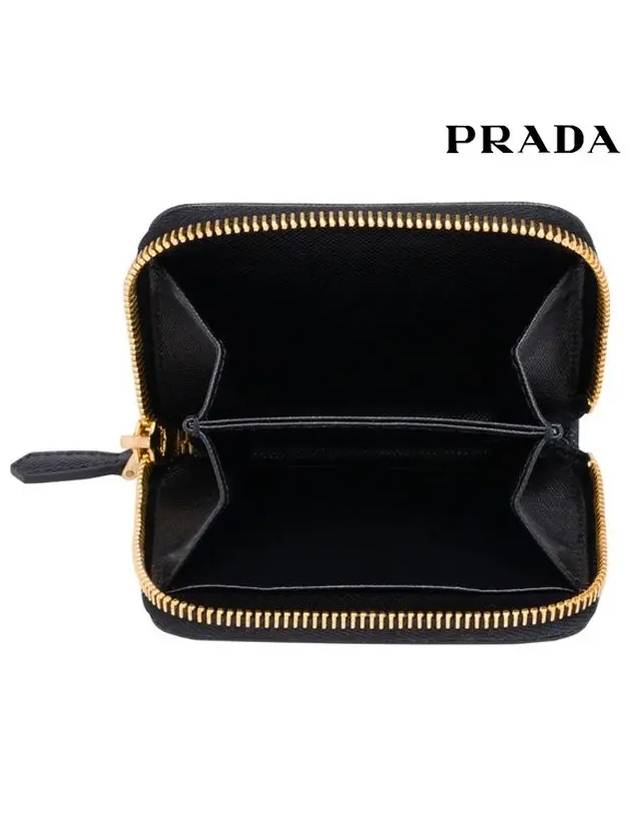 Metal Logo Saffiano Coin Card Wallet Black - PRADA - BALAAN 5