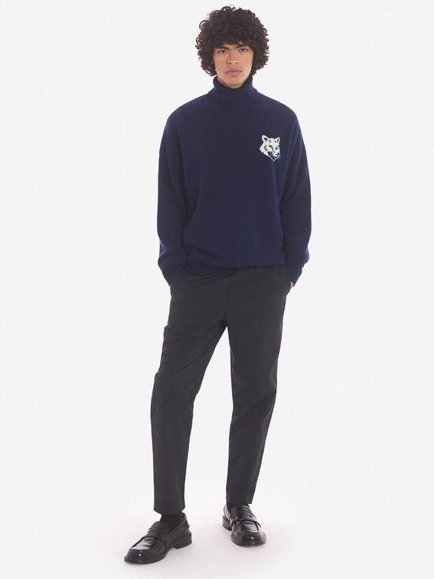 Fox Head Intarsia Comfort Turtleneck Ink Blue - MAISON KITSUNE - BALAAN 4