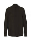 Scarf Neck Long Sleeve Silk Blouse Black - VALENTINO - BALAAN 2