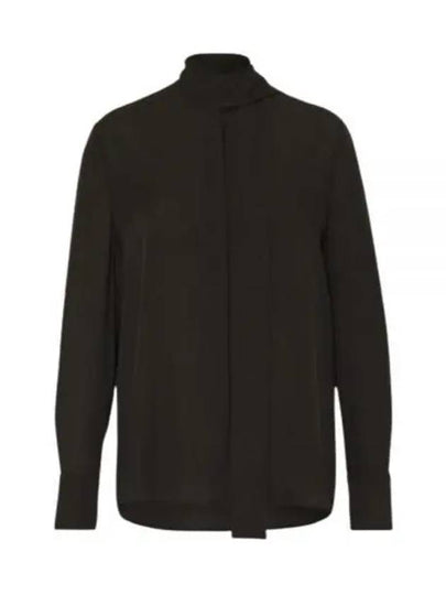 Scarf Neck Long Sleeve Silk Blouse Black - VALENTINO - BALAAN 2