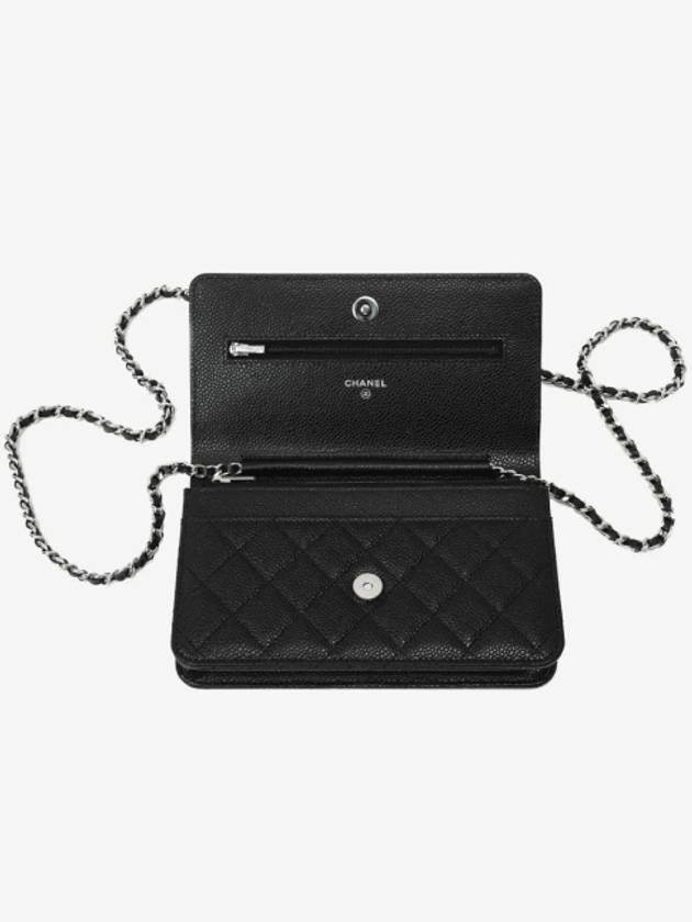 Classic Crossbag On Chain Grained Calfskin & Silver Black - CHANEL - BALAAN 4