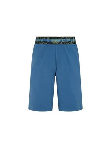 UNDERWEAR Men's Big Logo Banding Cotton Lounge Shorts Blue 270016 - EMPORIO ARMANI - BALAAN 1