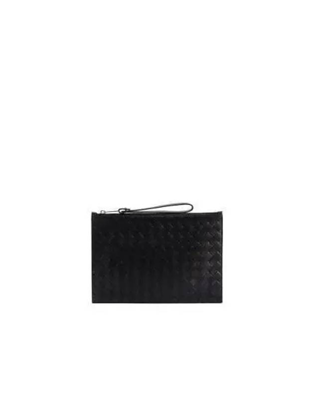 Intrecciato Strap Large Clutch Bag Black - BOTTEGA VENETA - BALAAN 2