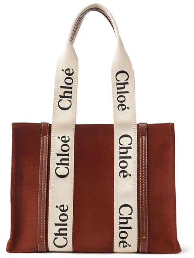 Woody Medium Suede Calfskin Tote Bag Sepia Brown - CHLOE - BALAAN 4