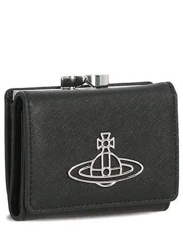 Logo 51150026 L001N N402 Saffiano Half Wallet 990395 - VIVIENNE WESTWOOD - BALAAN 1