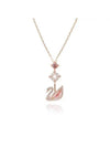 Darjeeling Swan Pendant Necklace Pink Rose Gold - SWAROVSKI - BALAAN 4